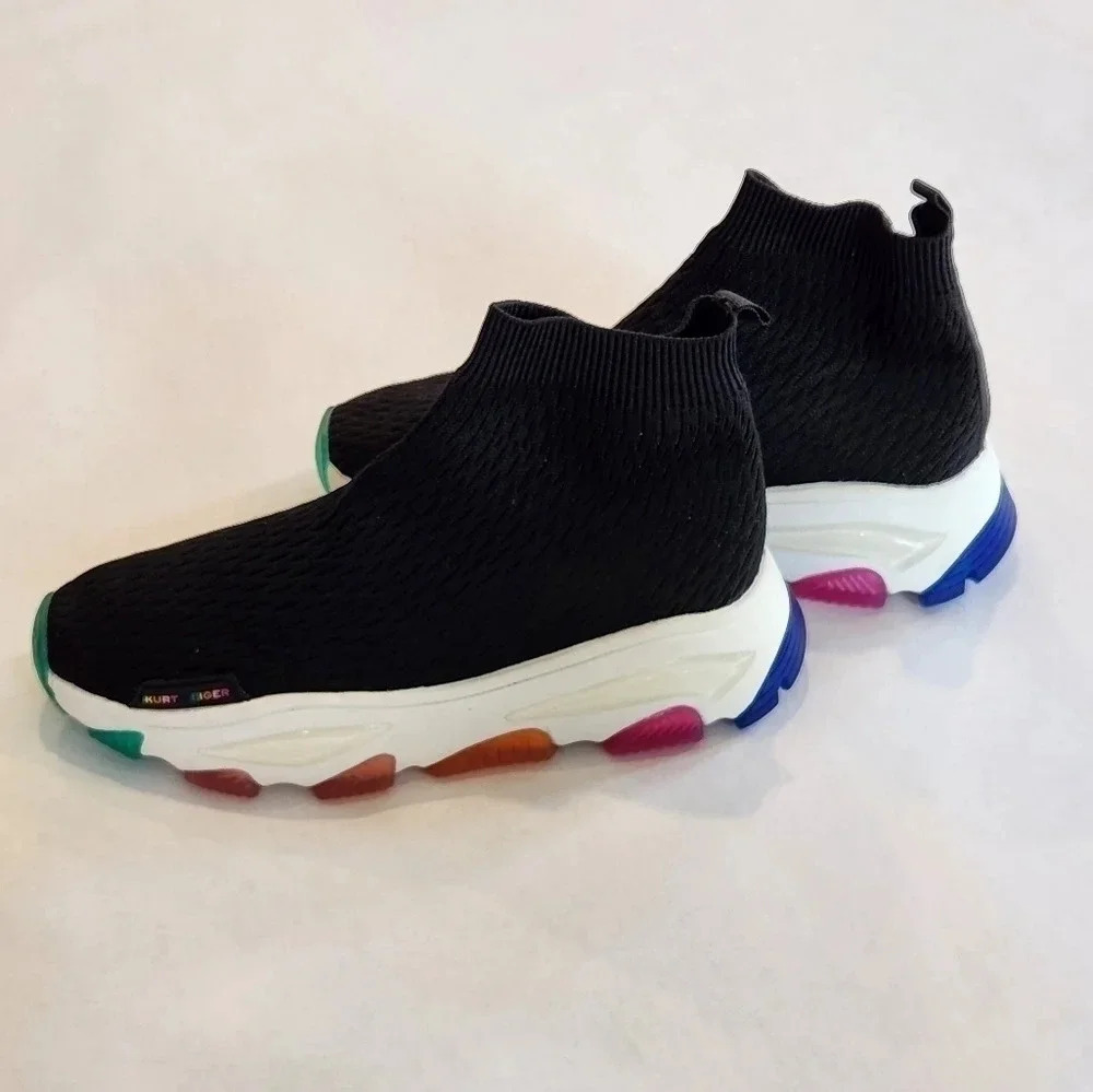 New! || KURT GEIGER || Sneakers, Sz 9 W or 7 M, knit Sock Style, Black